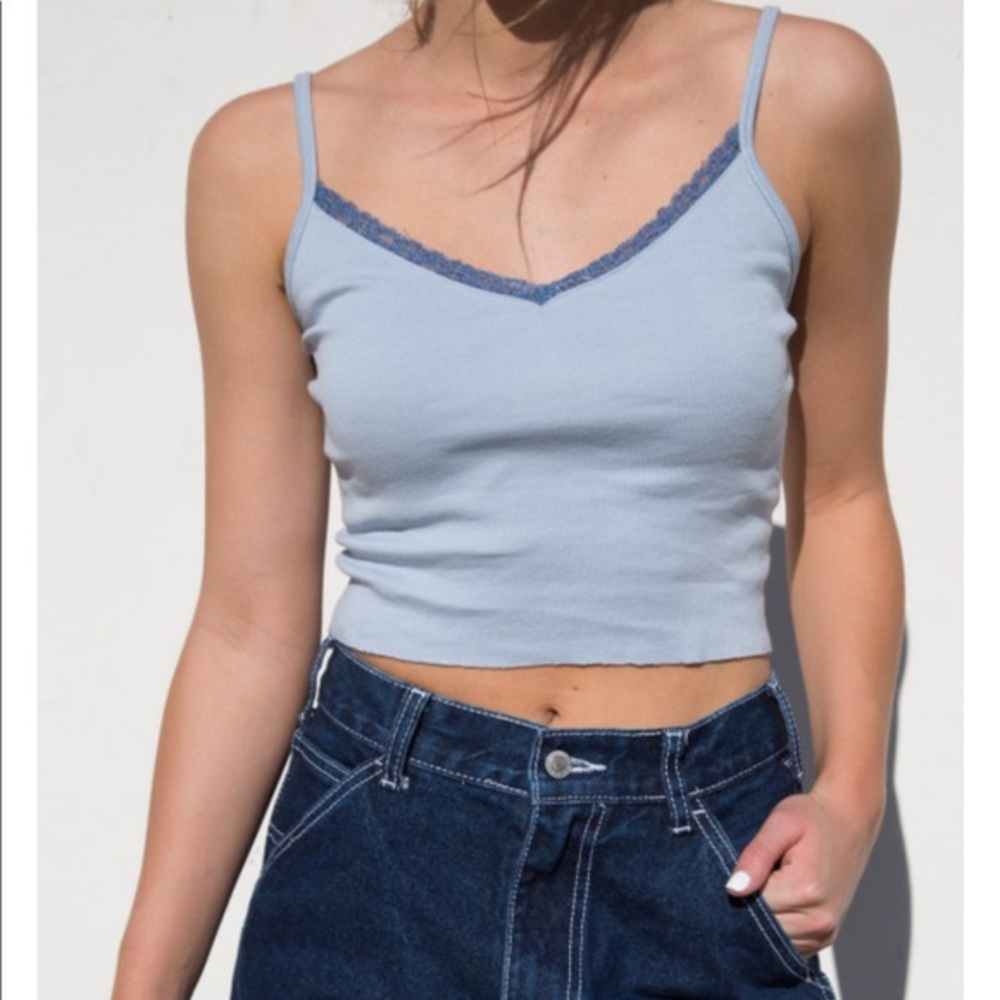 brandy tank top - blue v neck